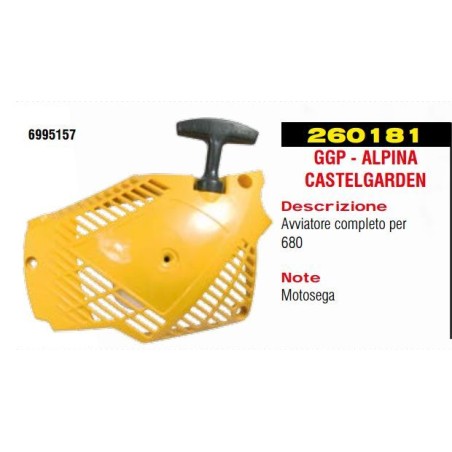 Avviatore messa in moto autoavvolgente motosega 680 ALPINA CASTELGARDEN 6995157 | NewgardenParts.com