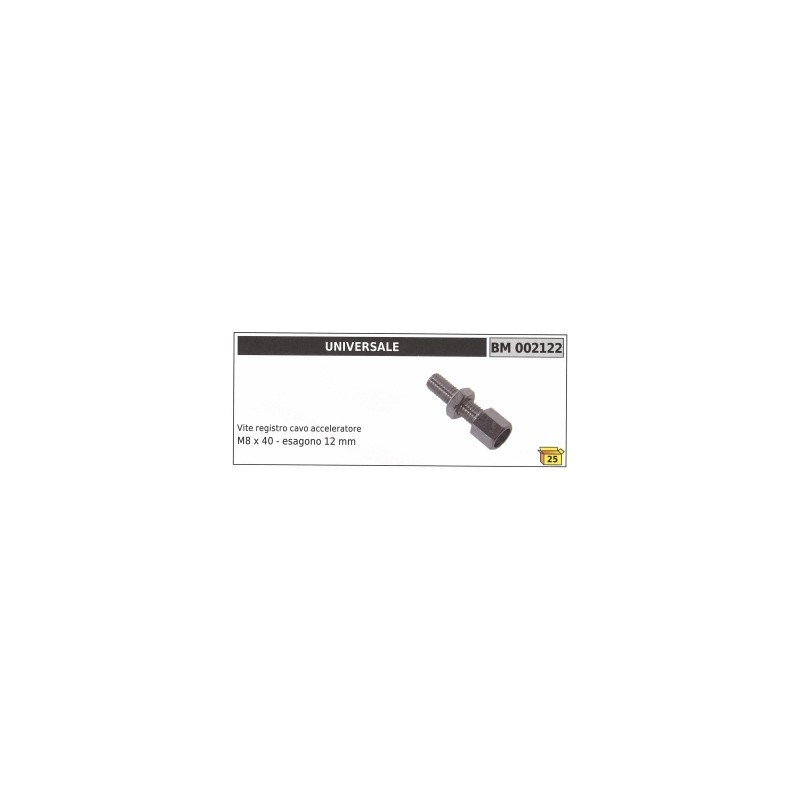 Schraube zum Einstellen des Gaszuges UNIVERSAL M8 x 40 mm Sechskant 12 mm Code 002122