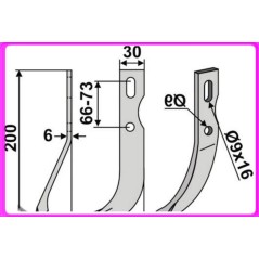 Lame de motoculteur350-663 350-662 UNIVERSALdx sx 200mm | NewgardenParts.com