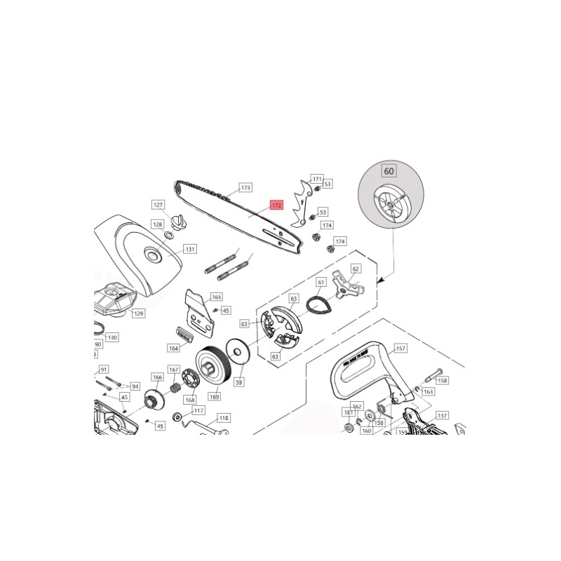 Barra 50 cm 3/8 72 mallas ORIGINAL BLUEBIRD para motosierra CS 590 S20D5SH72