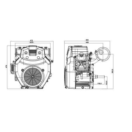 Motore completo RATO R670 albero orizzontale cilindrico 25.4 mm con marmitta