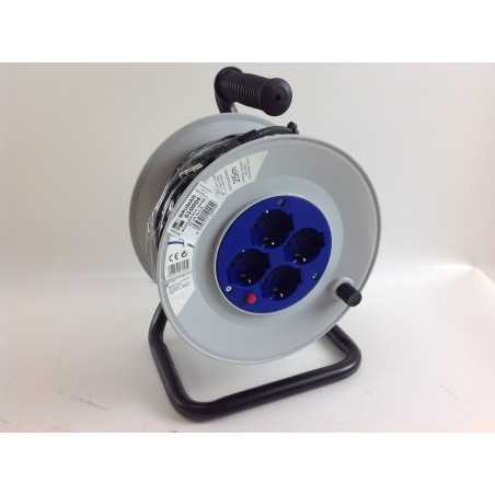 Cable reel 25m plug 2-pin+earth 16A 1 schuko socket 2-pin+earth 16A / 4 sockets | NewgardenParts.com