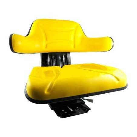 Yellow tractor seat with vertical suspension and adjustable base, John Deere type | NewgardenParts.com