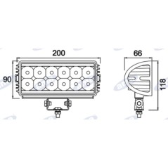 Barra luci 12 LED 12-28V 36W 2700LM 200x90mm trattore macchina agricola semovente | NewgardenParts.com