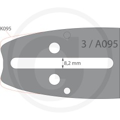 Barra de motosierra longitud 38cm 325'' 1.5mm para cadena 64 eslabones compatible OREGON K095