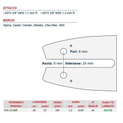 Kettensägeschiene Länge 30 cm für 44 Gliederkette 452726