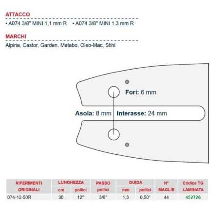 Chainsaw bar length 30 cm for 44 link chain 452726 | NewgardenParts.com