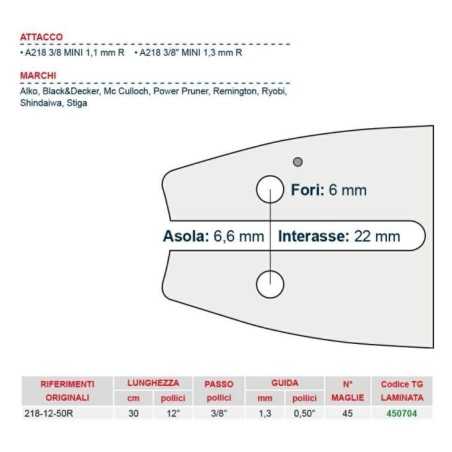 Chainsaw bar length 30 cm for 44/45 link chain 450704 | NewgardenParts.com