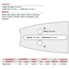 Kettensägeschiene Länge 33 cm für 56 Glieder Kette 451795