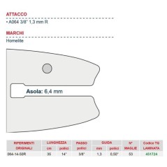 Kettensägeschiene Länge 35 cm für Kettenglied 52 451724