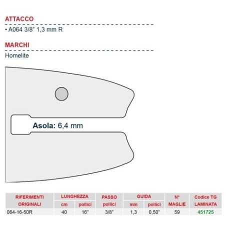 Chainsaw bar length 40 cm for chain link 57 451725 | NewgardenParts.com