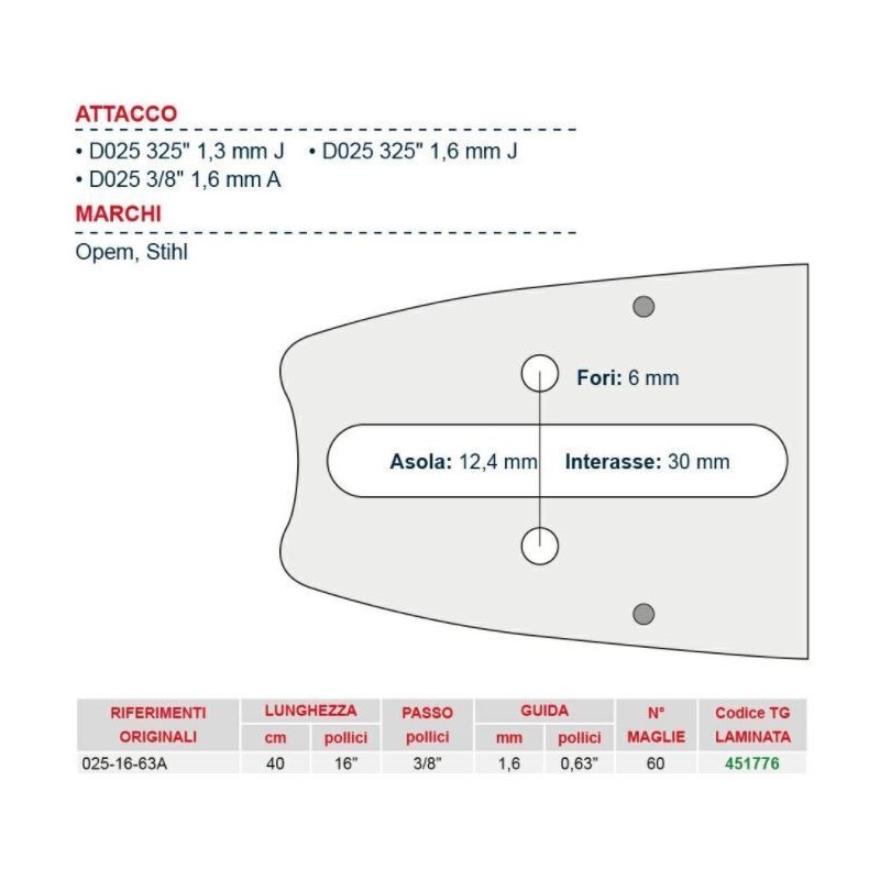 Barra de sierra de cadena de madera longitud 40 cm para eslabón de cadena 60 451776