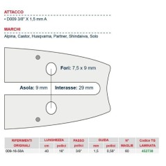 Kettensägeschiene Länge 40 cm für 60er Kette 452738