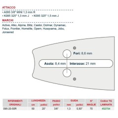 Barre de tronçonneuse longueur 50 cm pour maillon de chaîne 70/72 452754