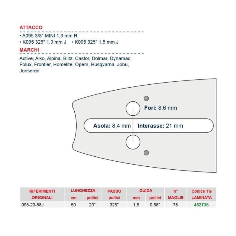 Chainsaw bar length 50 cm for chain link 78 452736