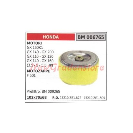 Filtro aria HONDA motore GX 160K1 140 200 110 120 motozappa F 501 | NewgardenParts.com