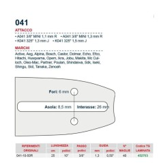 Barra motosega giardinaggio lunghezza 25 cm catena num maglie 40 452703