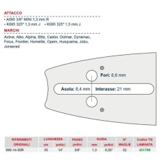 Barra motosega giardinaggio lunghezza 35 cm per catena num maglie 52 451798 | NewgardenParts.com