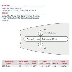 Kettensägeschiene Länge 38 cm für Kettenglied 64 452731