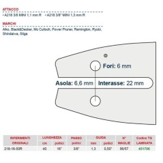 Barra motosega lunghezza 40 cm 16 pollici maglie 55/56/57 451706 218-16-50R | NewgardenParts.com