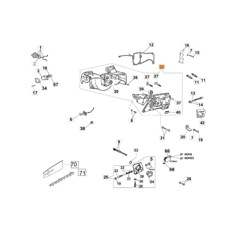 ORIGINAL OLEOMAC Modell 956 Kettensäge Basis 50010346C