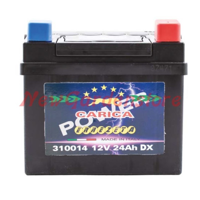 Batteria 12V / 24Ah polo positivo destra carica 310014 trattorino tagliaerba