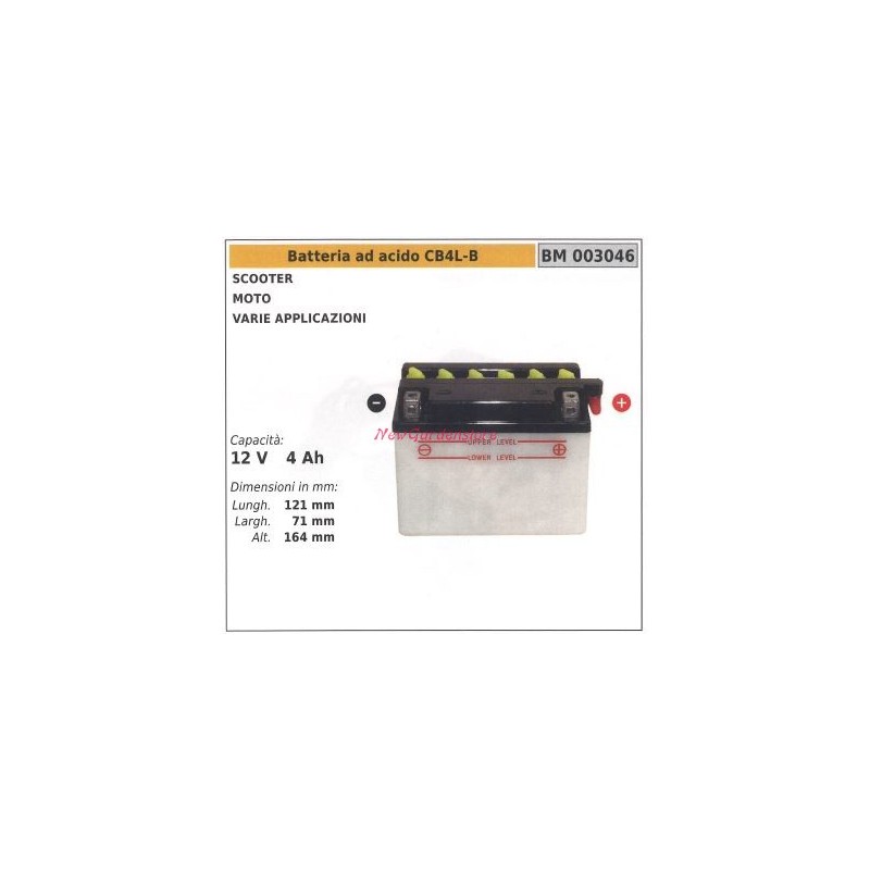 Batteria ad acido CB4L-B per scooter moto varie applicazioni 12V 4 AH 003046