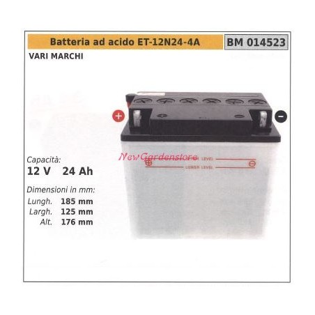 Batteria ad acido ET-12N24-4A per vari marchi 12V 24AH 014523 | NewgardenParts.com