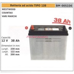 Batteria ad acido TIPO 138 per westwood countax vari marchi 12V 38AH 005336 | NewgardenParts.com