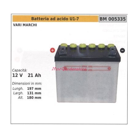 Batteria ad acido U1-7 vari marchi 12V 21AH 005335 | NewgardenParts.com