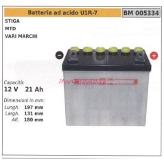 Batteria ad acido U1R-7 per MTD STIGA vari marchi 12V 21AH 005334 | NewgardenParts.com