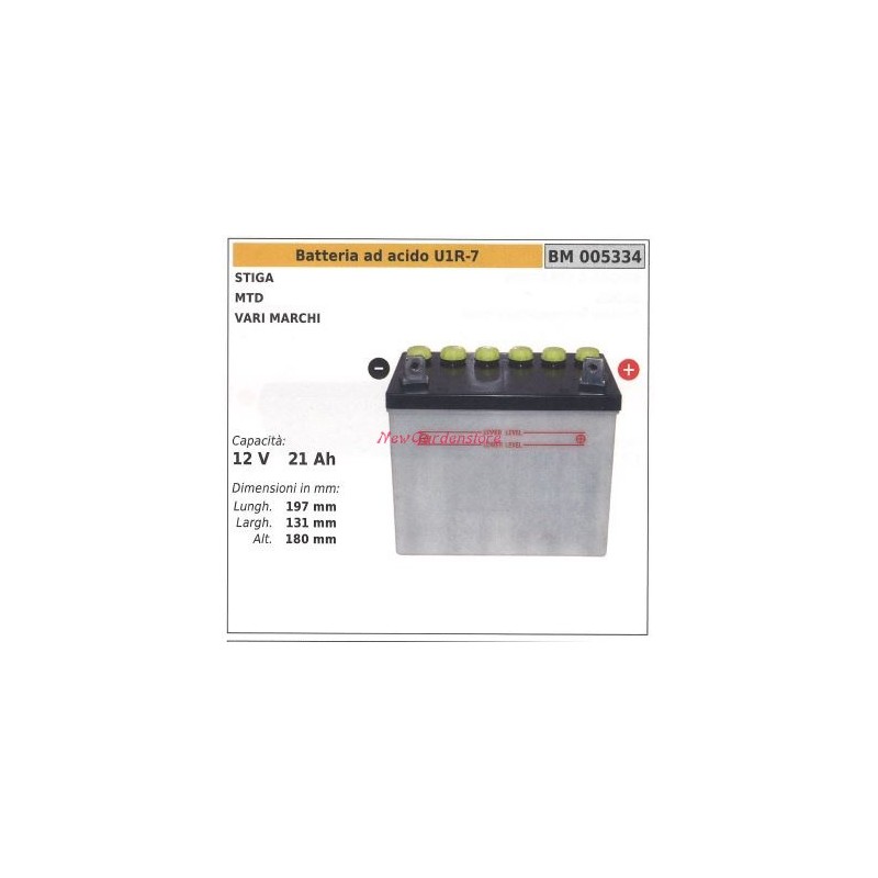 U1R-7 acid battery for MTD STIGA various makes 12V 21AH 005334