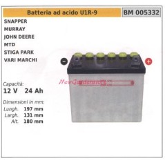 Batteria ad acido U1R-9 per trattorino snapper murray mtd 12v 24ah 005332 | NewgardenParts.com