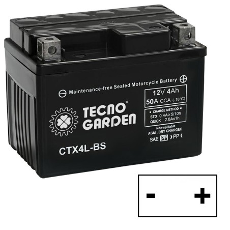 Batteria AGM 4Ah 12V Polo positivo dx per trattorino rasaerba | NewgardenParts.com