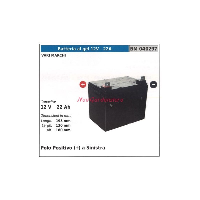 Batteria al GEL 12V - 22A per vari marchi 12v 22ah polo + a destra 040296