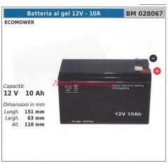 Batteria al GEL 12V-10A ecomower 12V 10AH 028067 | NewgardenParts.com