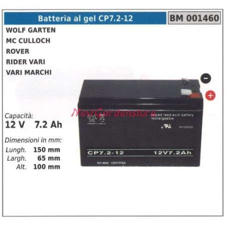 Batteria al GEL CP7.2-12 wolf garten mc culloch rover rider vari 001460 | NewgardenParts.com