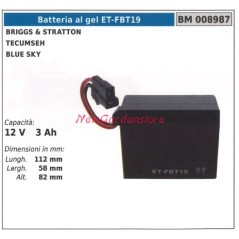 Batteria al GEL ET-FBT19 per B&S TECUMSEH BLUE SKY 12V 3AH 008987