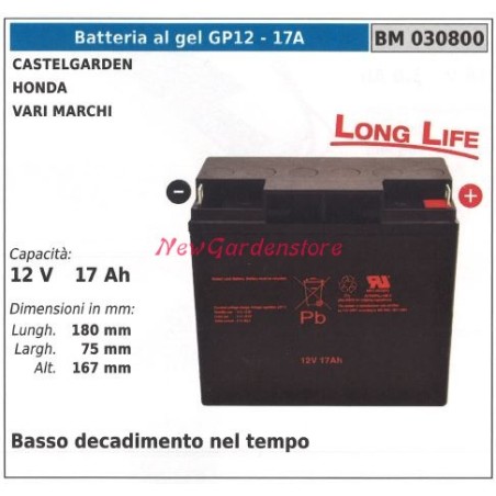 Batteria al GEL GP12 - 17A CASTELGARDEN HONDA vari marchi 030800 | NewgardenParts.com