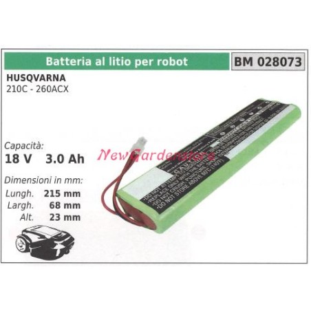 Batteria al litio per robot husqvarna 210C - 260ACX 18V 3.0 Ah 028073 | NewgardenParts.com