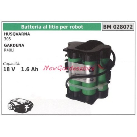 Batteria al litio per robot husqvarna 305 gardena R40Li 18 v 1.6ah 028072 | NewgardenParts.com