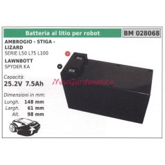 Lithium battery for robot pr stiga lizard series l50 75 100 lawnbott 028068