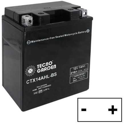 Verschlossene Rasentraktor-Starterbatterie 12V 14AH rechts Pluspol | NewgardenParts.com