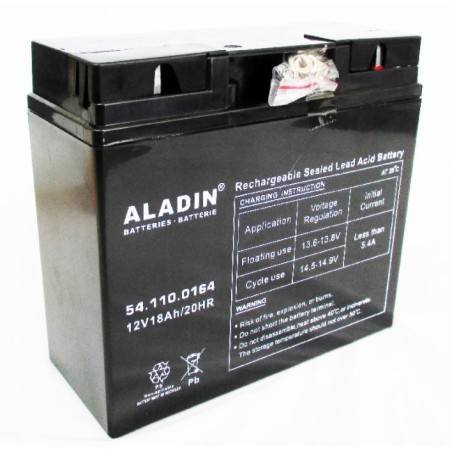 Batteria ermetica al gel ALADIN 12V 18Ah polo positivo destro per trattorino | NewgardenParts.com