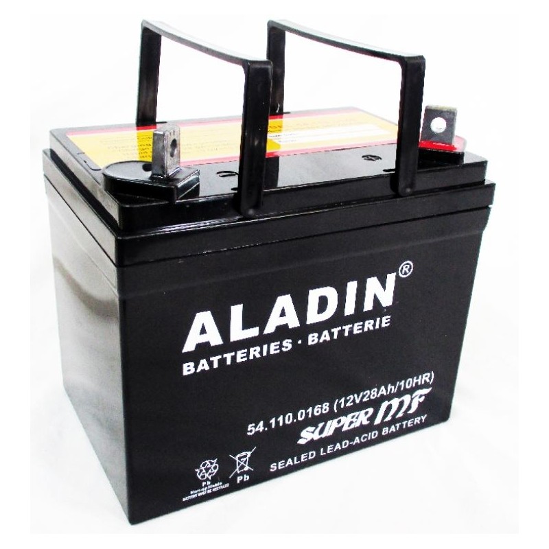 ALADIN 12V 28Ah hermetische Gel-Batterie rechts Pluspol für Rasentraktor