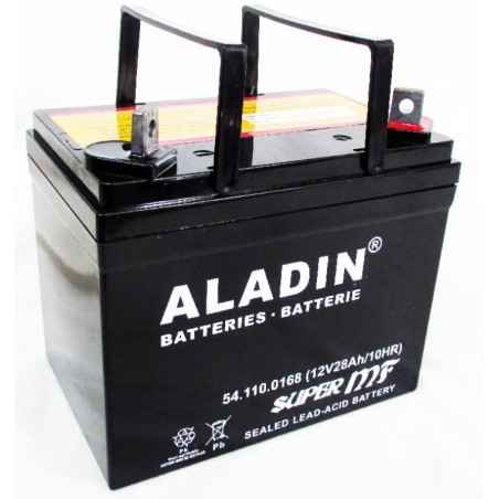 Batteria ermetica al gel ALADIN 12V 28Ah polo positivo destro per trattorino | NewgardenParts.com