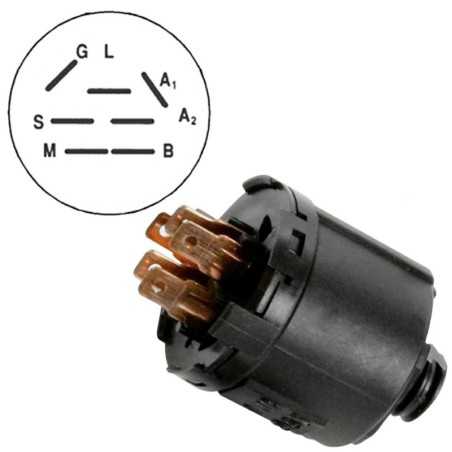ORIGINAL STIGA lawn tractor 1125M - 2105M - 4155H 7-pin ignition lock | NewgardenParts.com
