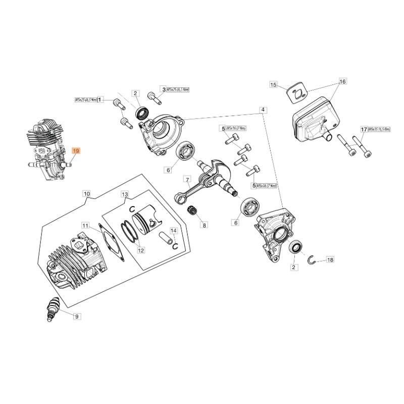 Blocco perno motosega modelli GST250 ORIGINALE OLEOMAC 50290154CR