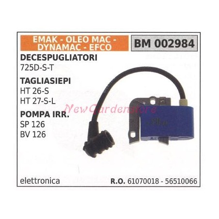 Bobina accensione EMAK per decespugliatori 725D S T tagliasiepi HT 26 S HT 27 S L POMPA IRR. SP126 BV 126 002984 | NewgardenP...