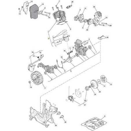 Cilindro pistone motosega P352S P350 350Q A350 XC35 183070002/0 GGP 395035 | NewgardenParts.com